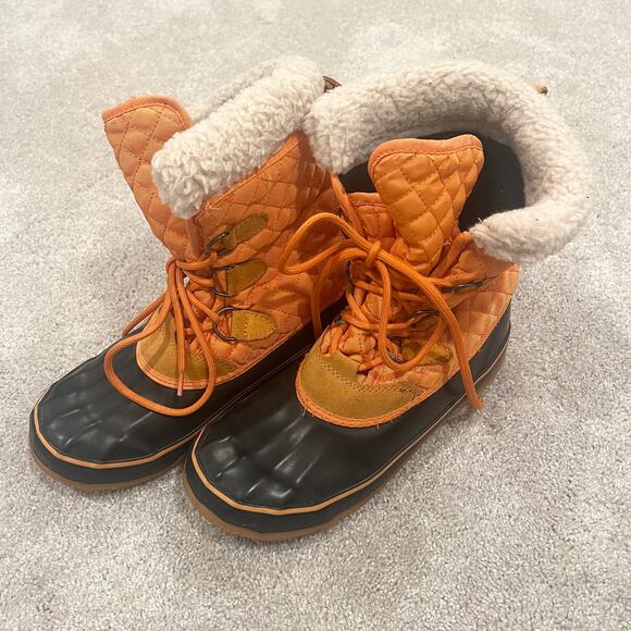 Kamik Thinsulate Insulated Snow Boot Bright Orange Quilted Rubber Soles Womens 8 - Picture 3 of 7